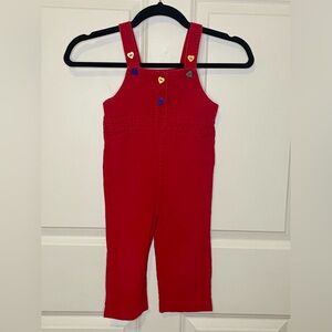Vintage Jordan Marsh Red Heart Button Overalls 2T Japan